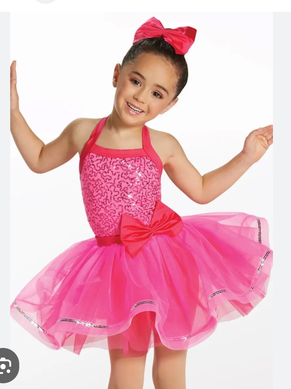Weissman Hot Pink Halter Tulle Dance Costume with Bow